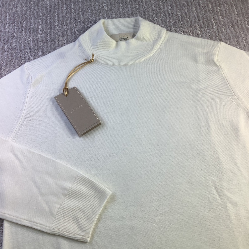 Aurelien Men Ivory Mock Neck Cashwool Sweater Made in Italy‎ Size M NWT